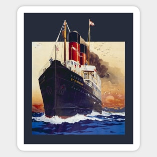 Steamship Ship Poster Retro Vintage Sticker